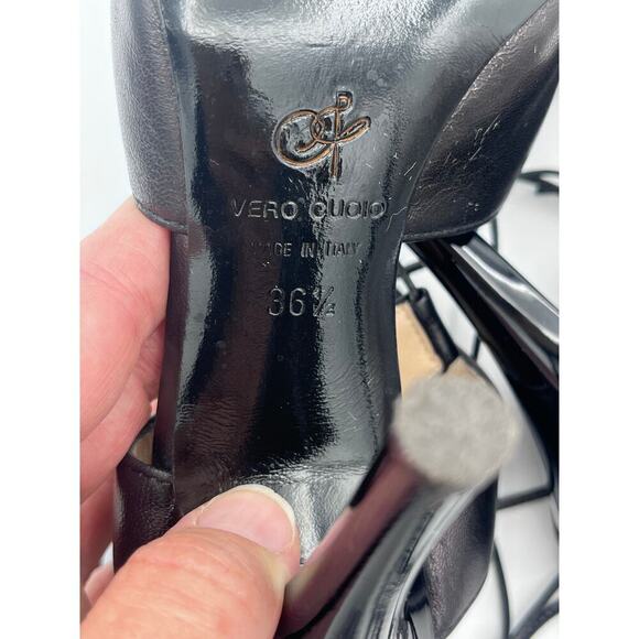 Proenza Schouler Black Leather Ankle Wrap Gladiator Sandals Size 36.5 (6.5 U.S.) - Picture 8 of 8